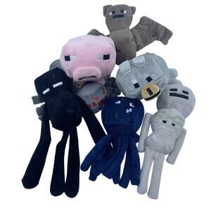 Lot of 7 Minecraft Plush Toys Mojang Stuffed Animal Character Bundle